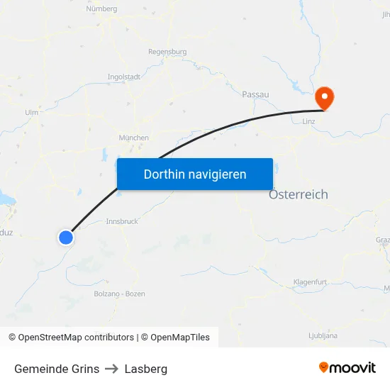 Gemeinde Grins to Lasberg map