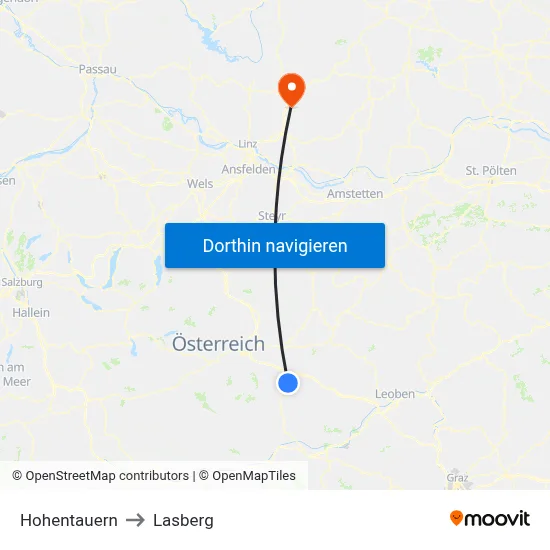 Hohentauern to Lasberg map