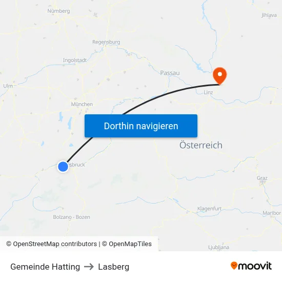 Gemeinde Hatting to Lasberg map