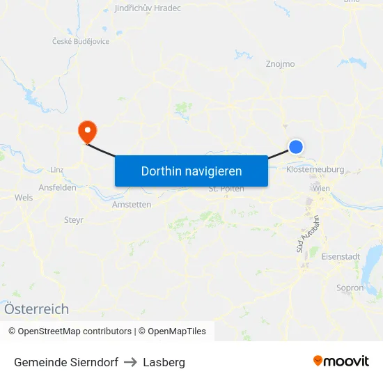 Gemeinde Sierndorf to Lasberg map
