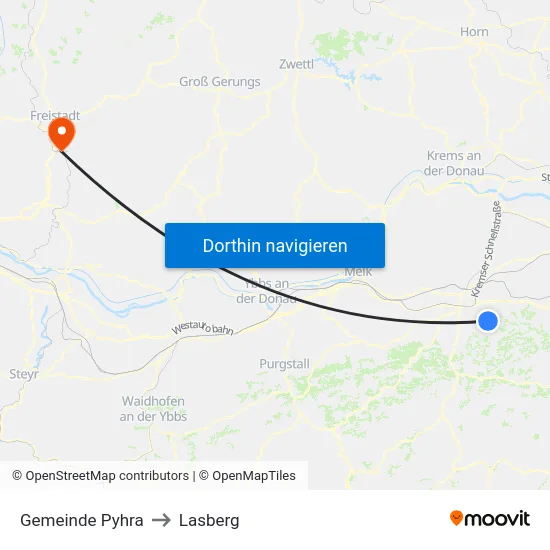 Gemeinde Pyhra to Lasberg map