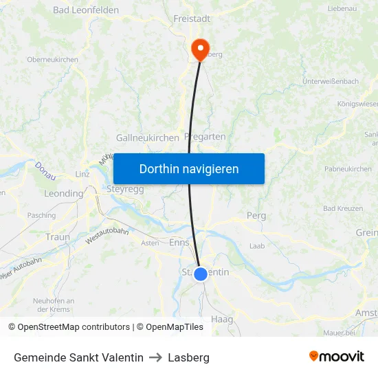 Gemeinde Sankt Valentin to Lasberg map