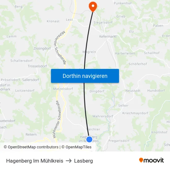 Hagenberg Im Mühlkreis to Lasberg map
