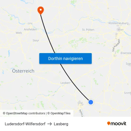 Ludersdorf-Wilfersdorf to Lasberg map