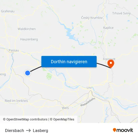 Diersbach to Lasberg map