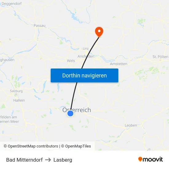 Bad Mitterndorf to Lasberg map