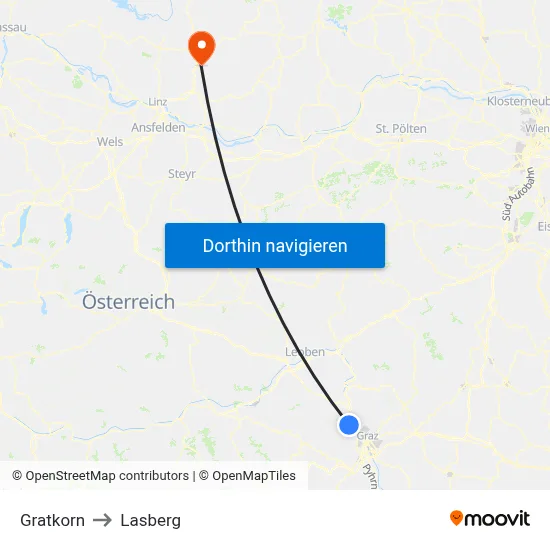 Gratkorn to Lasberg map