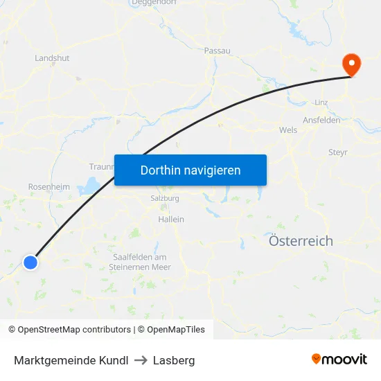 Marktgemeinde Kundl to Lasberg map