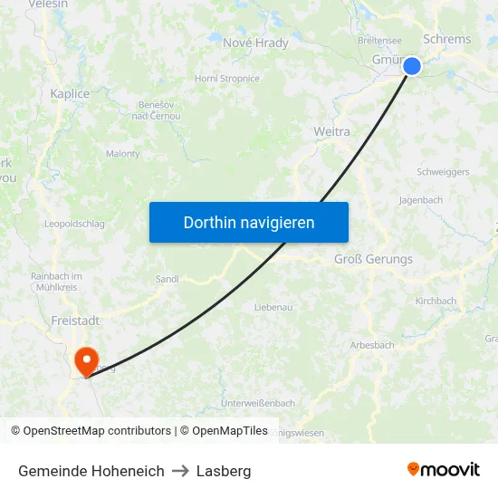 Gemeinde Hoheneich to Lasberg map