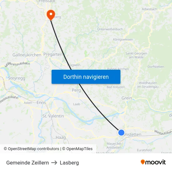 Gemeinde Zeillern to Lasberg map