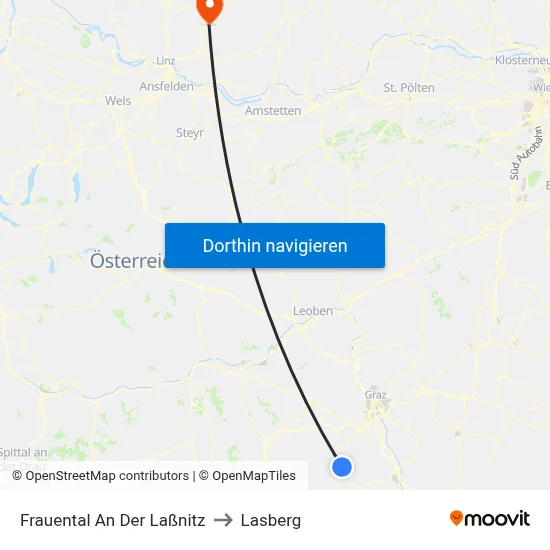Frauental An Der Laßnitz to Lasberg map