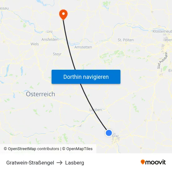 Gratwein-Straßengel to Lasberg map