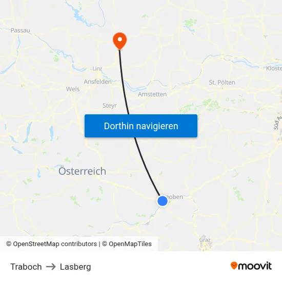 Traboch to Lasberg map