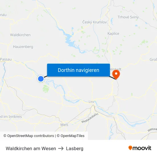 Waldkirchen am Wesen to Lasberg map