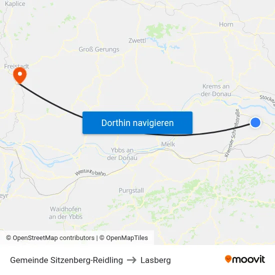 Gemeinde Sitzenberg-Reidling to Lasberg map