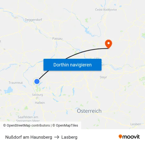 Nußdorf am Haunsberg to Lasberg map