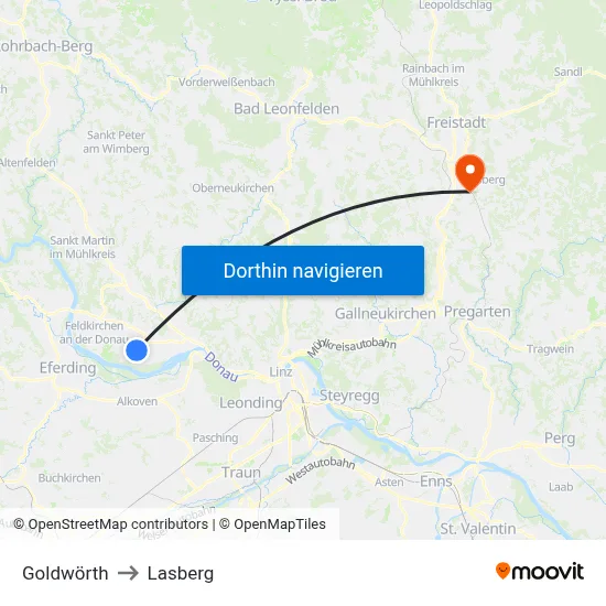 Goldwörth to Lasberg map