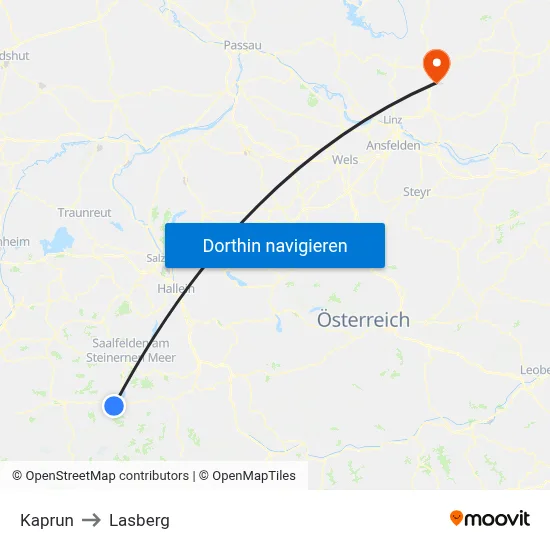 Kaprun to Lasberg map