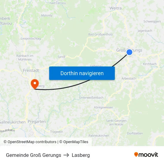 Gemeinde Groß Gerungs to Lasberg map