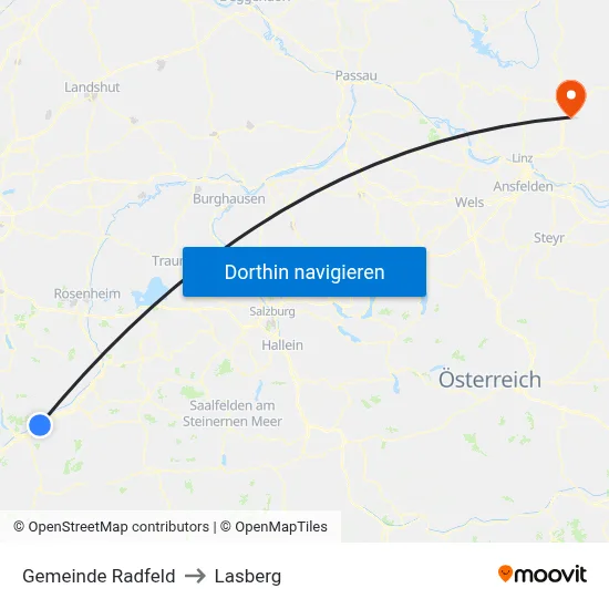 Gemeinde Radfeld to Lasberg map