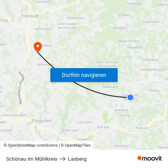 Schönau Im Mühlkreis to Lasberg map