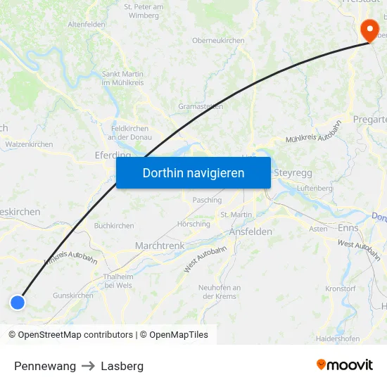 Pennewang to Lasberg map