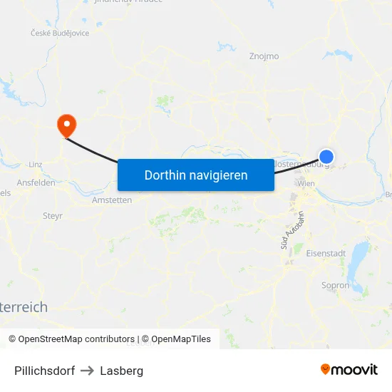 Pillichsdorf to Lasberg map