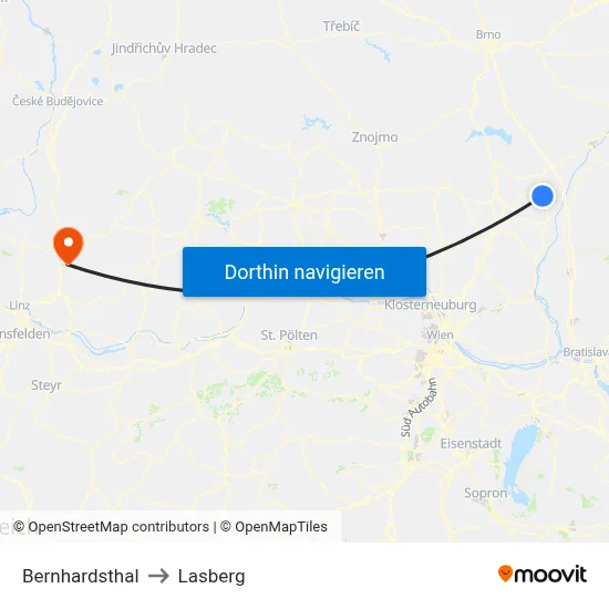 Bernhardsthal to Lasberg map