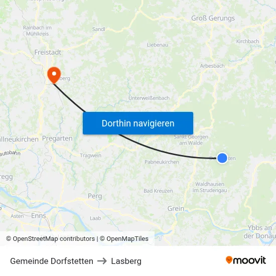Gemeinde Dorfstetten to Lasberg map