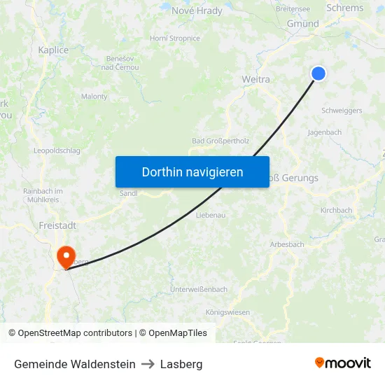 Gemeinde Waldenstein to Lasberg map