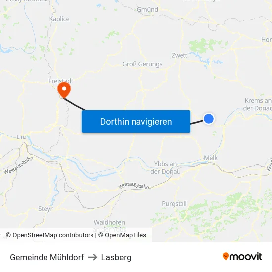 Gemeinde Mühldorf to Lasberg map