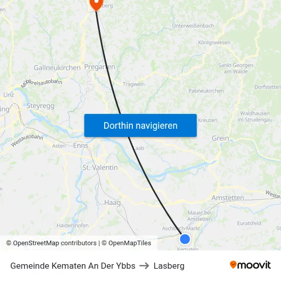Gemeinde Kematen An Der Ybbs to Lasberg map