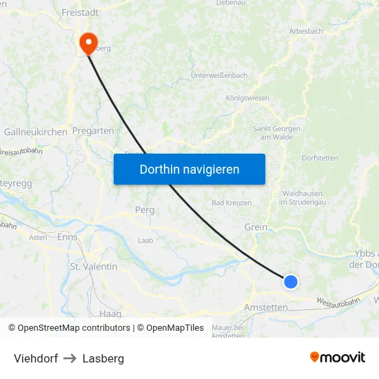 Viehdorf to Lasberg map