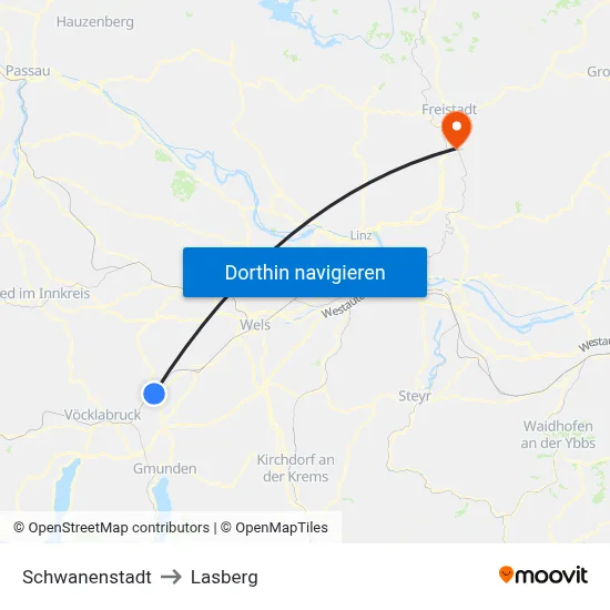 Schwanenstadt to Lasberg map