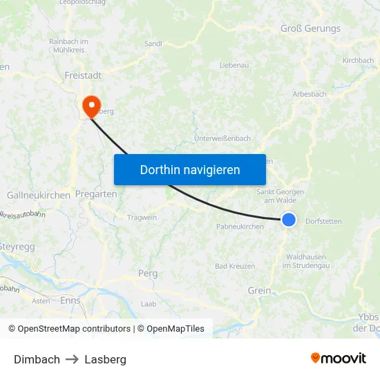 Dimbach to Lasberg map