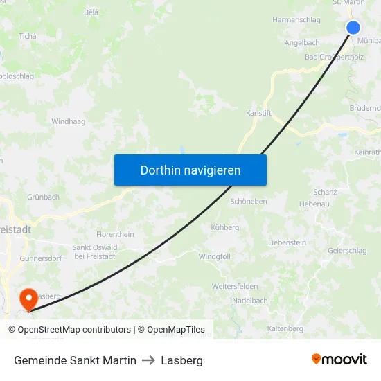 Gemeinde Sankt Martin to Lasberg map