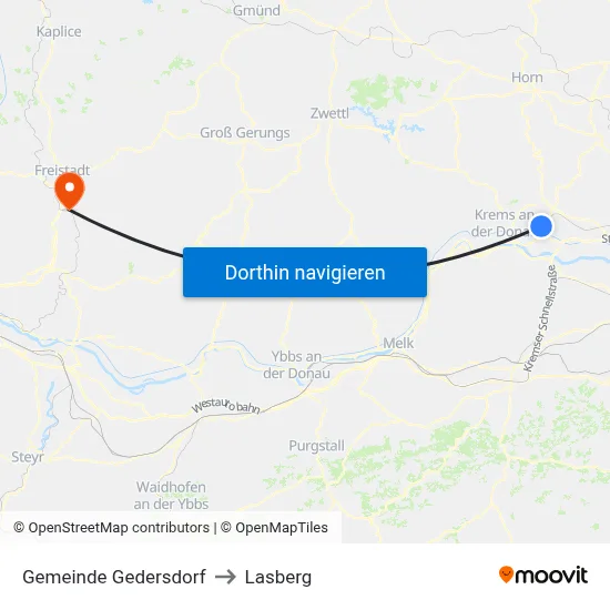 Gemeinde Gedersdorf to Lasberg map