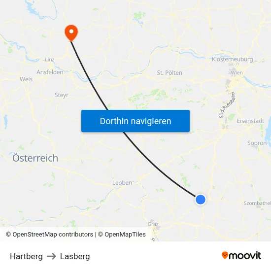 Hartberg to Lasberg map