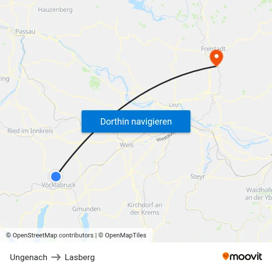 Ungenach to Lasberg map