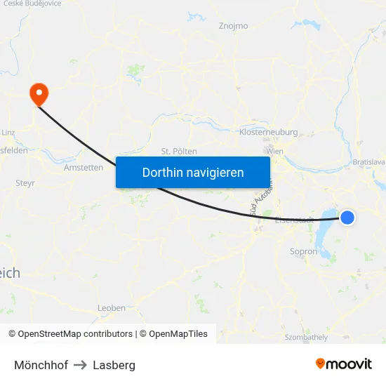 Mönchhof to Lasberg map