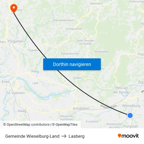 Gemeinde Wieselburg-Land to Lasberg map