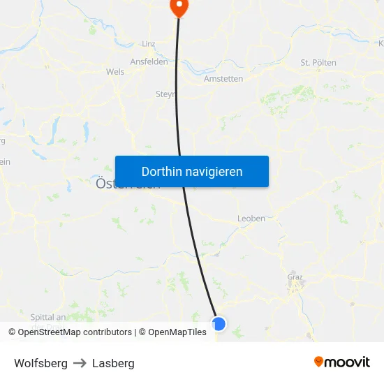 Wolfsberg to Lasberg map