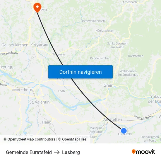 Gemeinde Euratsfeld to Lasberg map