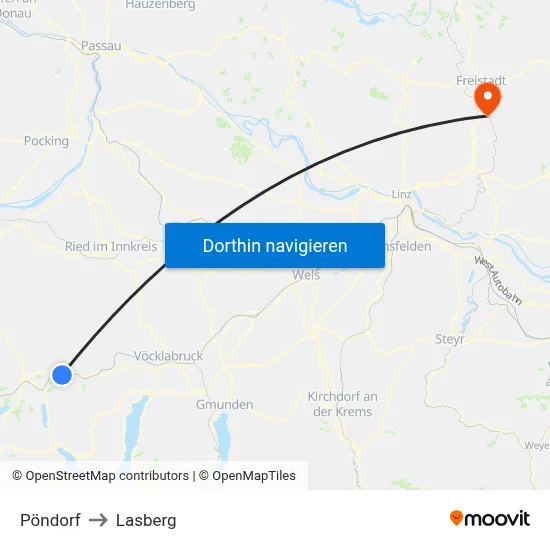 Pöndorf to Lasberg map