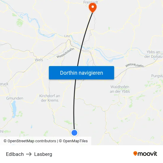 Edlbach to Lasberg map