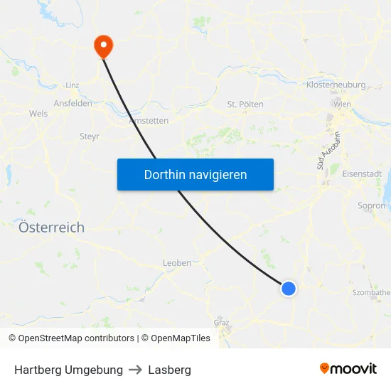 Hartberg Umgebung to Lasberg map