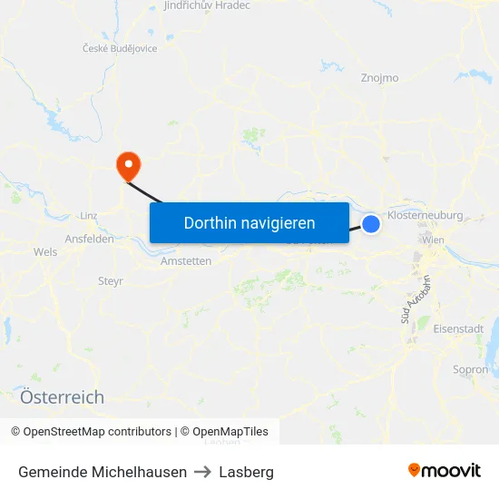 Gemeinde Michelhausen to Lasberg map