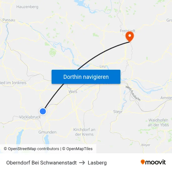 Oberndorf Bei Schwanenstadt to Lasberg map