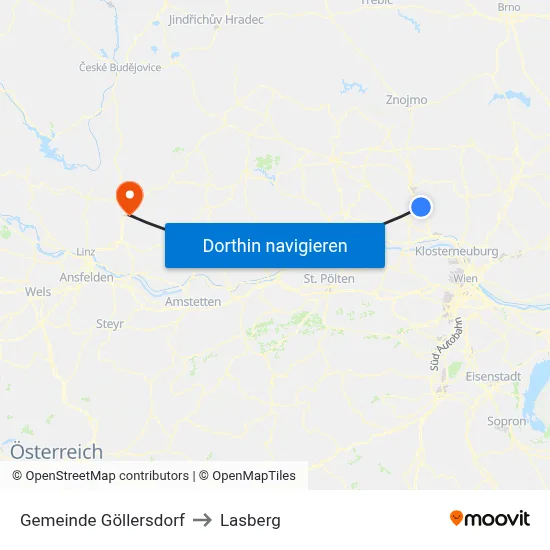 Gemeinde Göllersdorf to Lasberg map