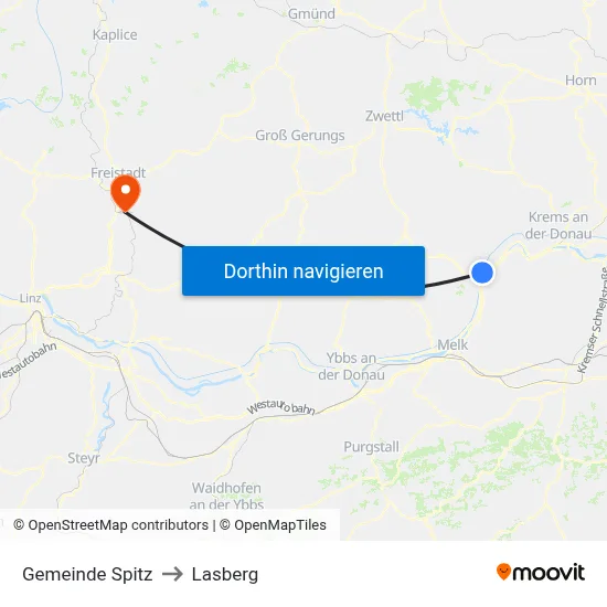 Gemeinde Spitz to Lasberg map